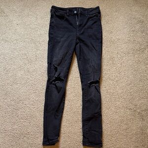 American Eagle Outfitters Black Ripped Jeggings